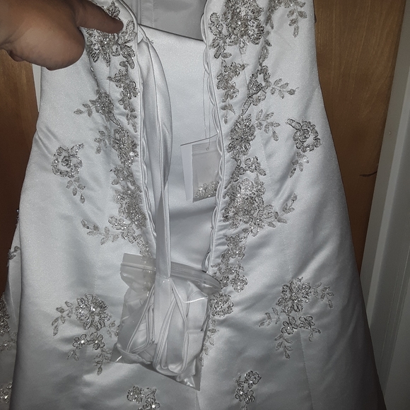 David's Bridal A line crystal embelished wedding gown - Picture 5 of 8